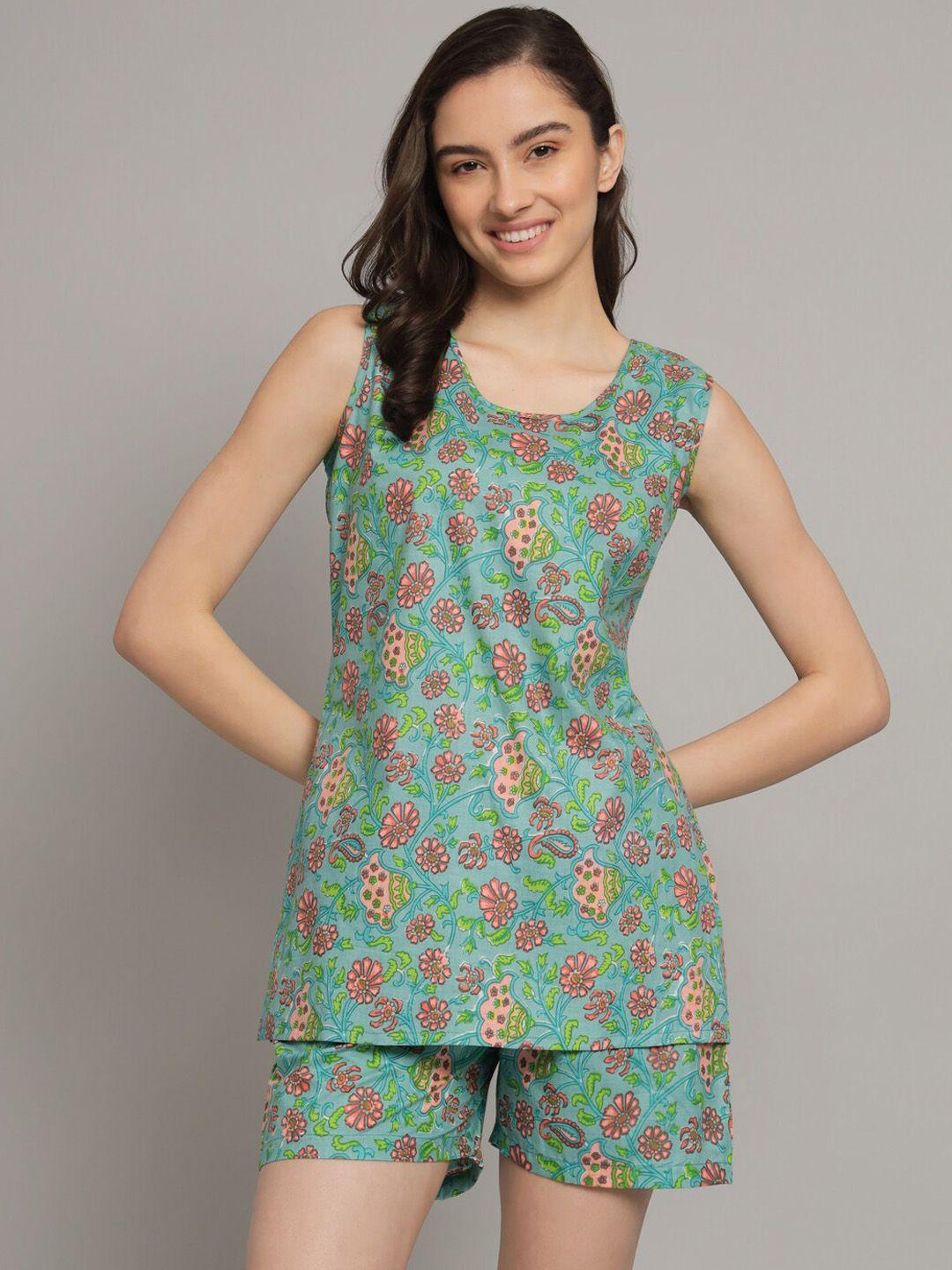 vastralay floral printed pure cotton night suit