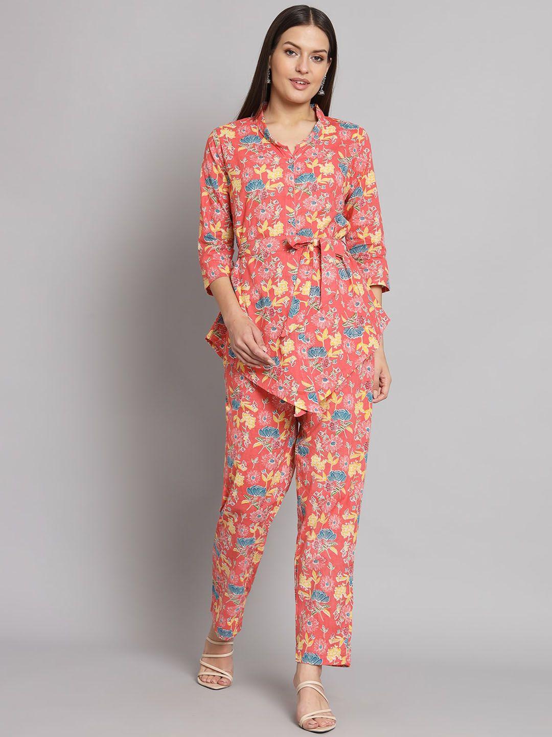 vastralay floral printed pure cotton top & trousers