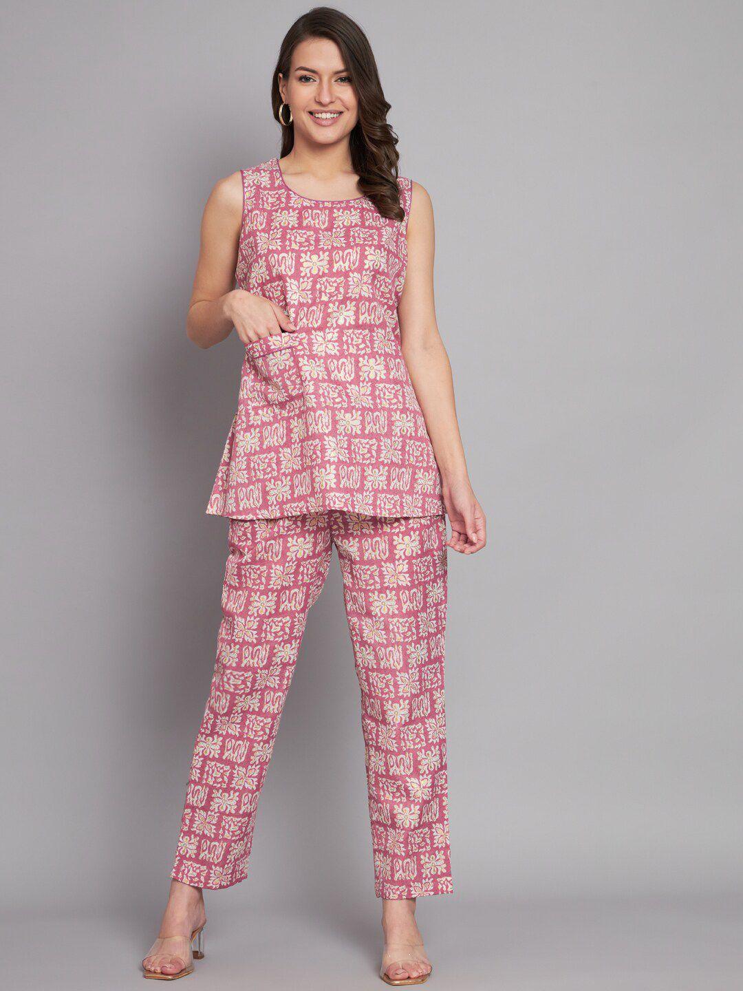 vastralay printed pure cotton top with trousers
