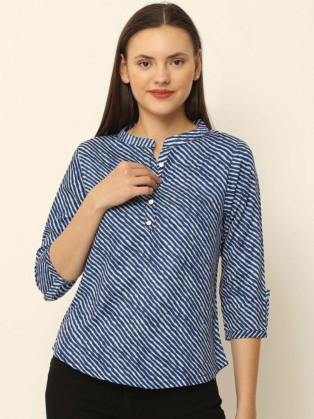 vastralay leheriya mandarin collar shirt style top