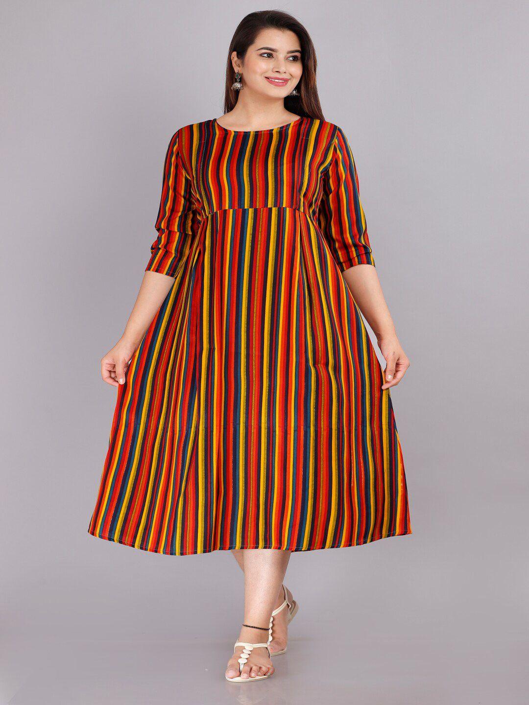 vastralay multicoloured striped maternity empire midi dress