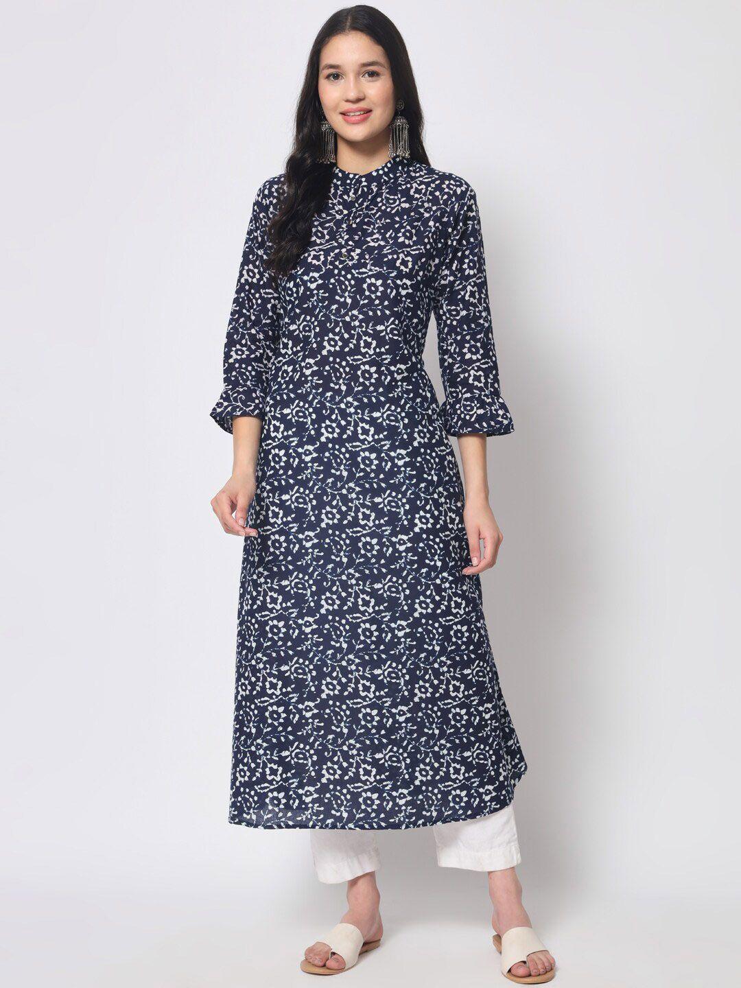 vastralay women floral printed bell sleeves cotton floral kurta