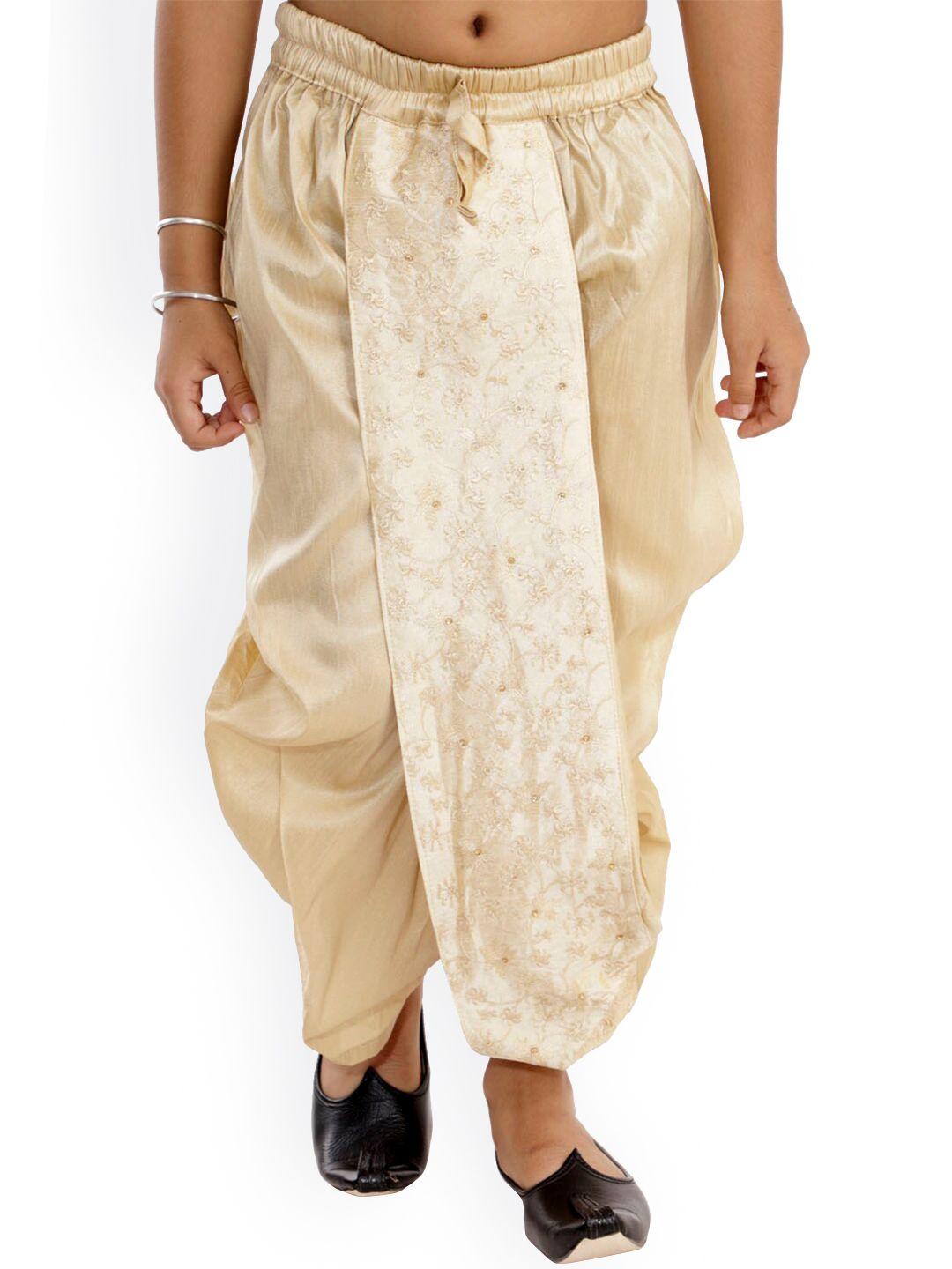 vastramay boys gold traditional embroidered dhoti pants