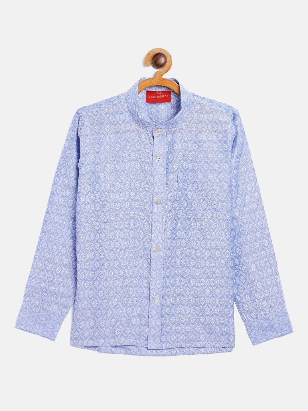 vastramay boys lavender opaque printed party shirt