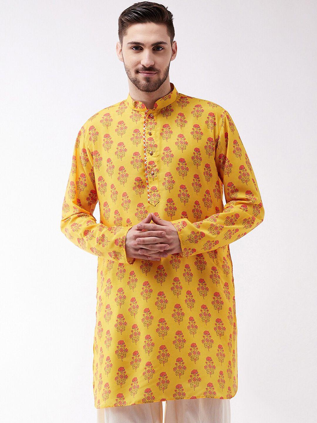 vastramay ethnic motifs printed mandarin collar gotta patti cotton straight kurta