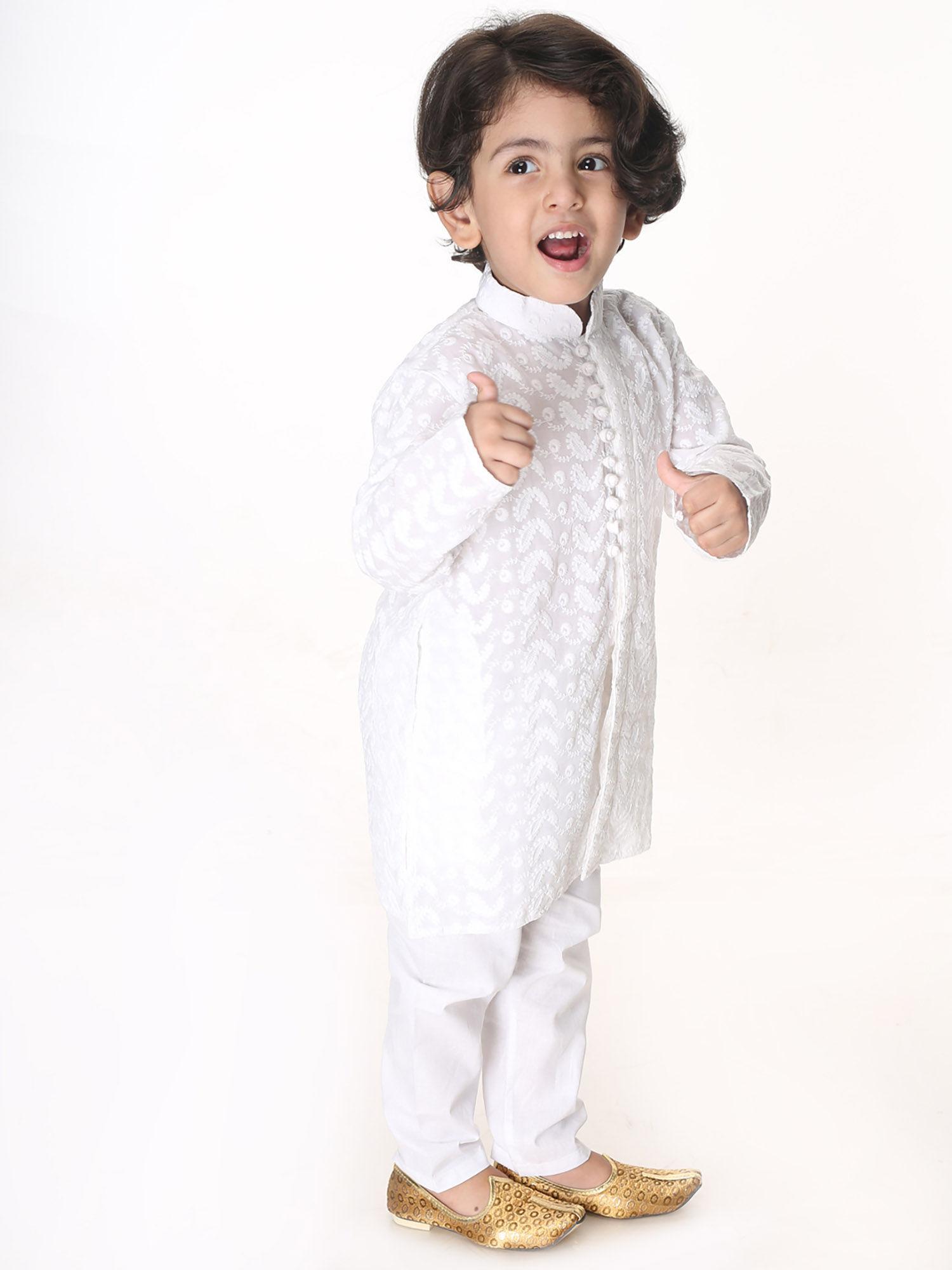 vastramay infant boys white pure cotton kurta