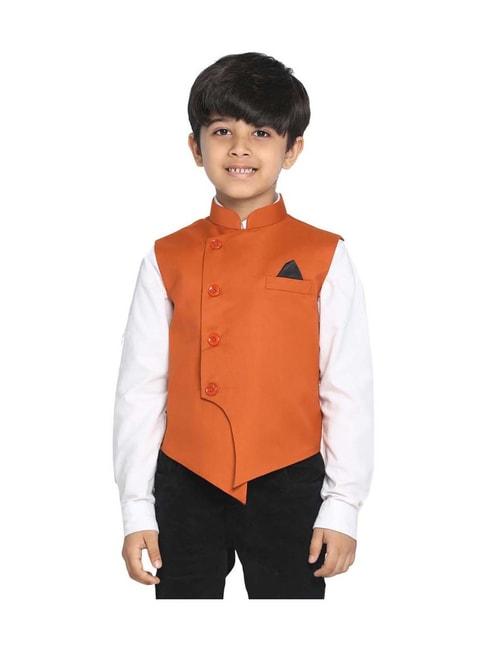vastramay kids orange nehru jacket