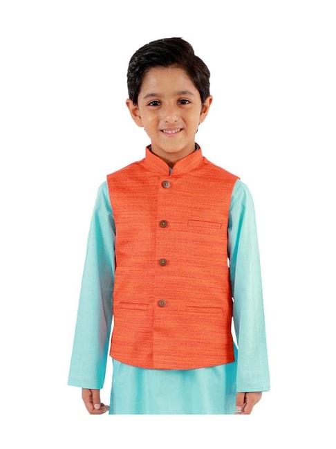 vastramay-kids-orange-textured-nehru-jacket