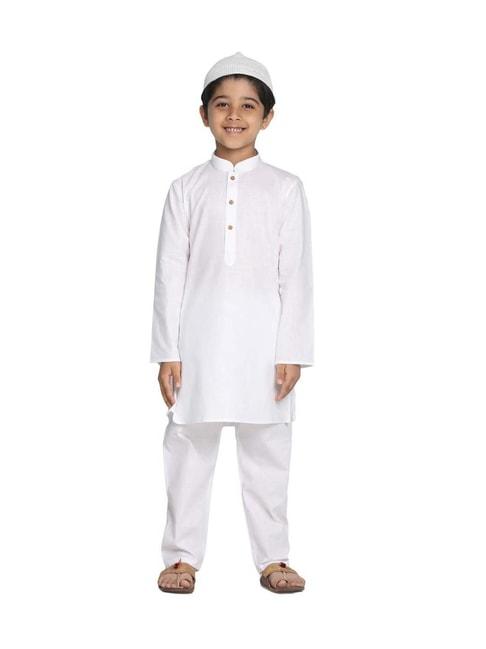 vastramay kids white cotton kurta set