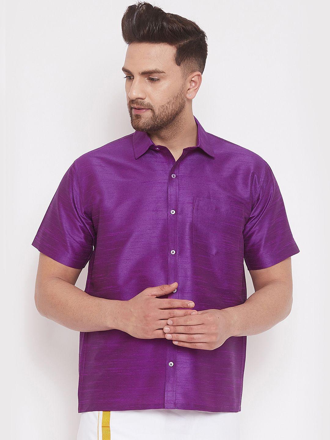 vastramay men purple casual shirt