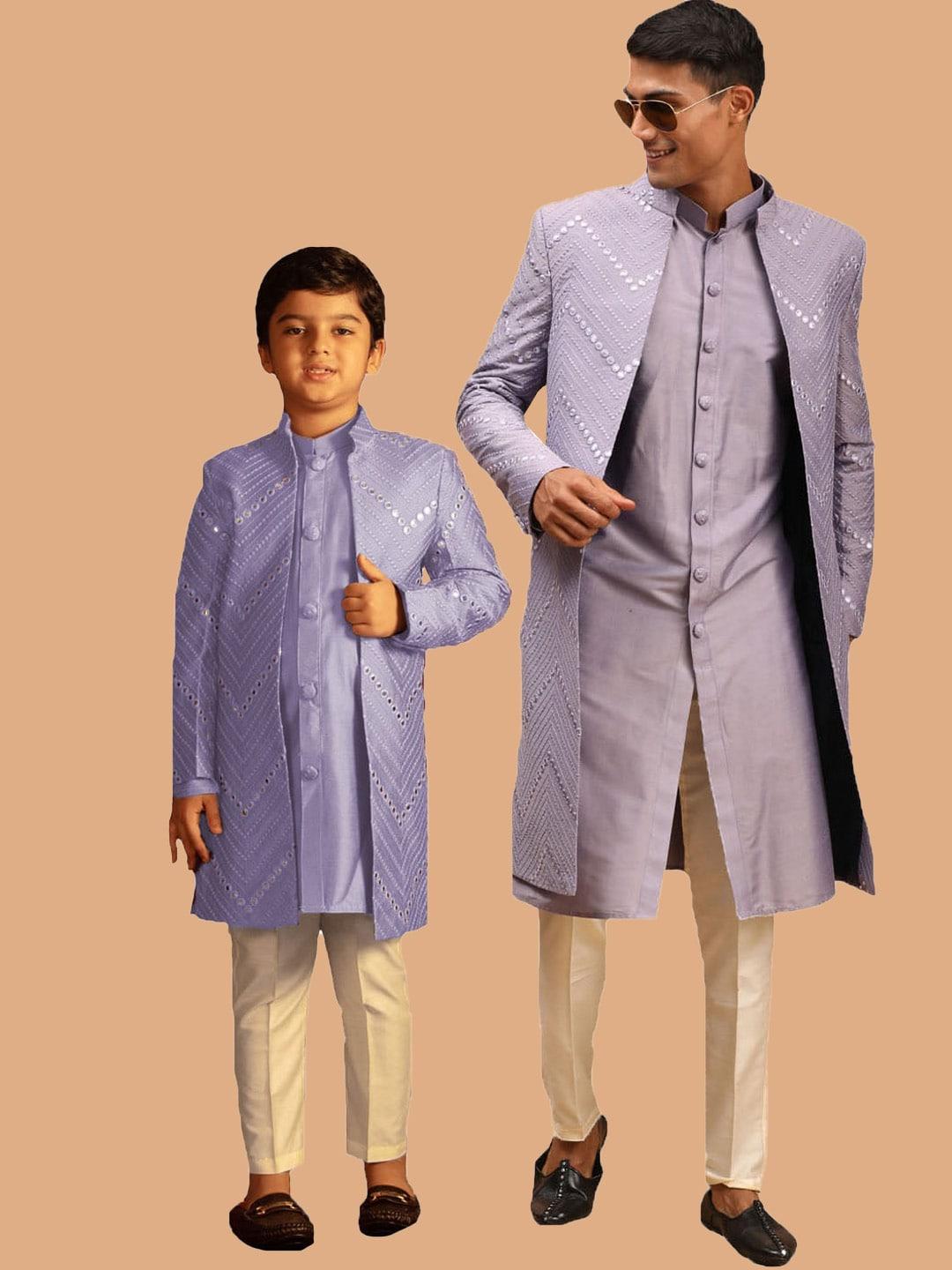 vastramay men self-design slim-fit sherwani set