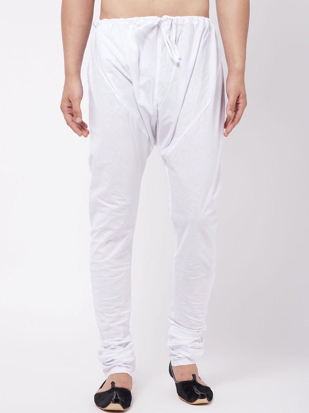 vastramay men white solid pure cotton relaxed-fit pyjama