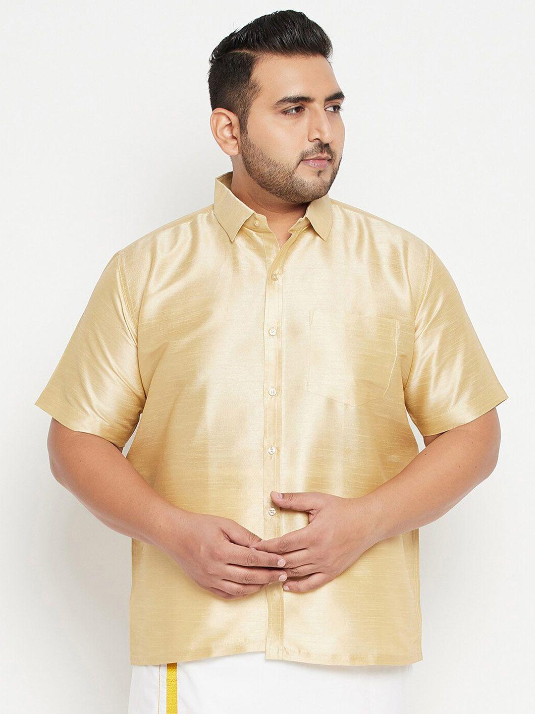 vastramay plus men gold-toned premium casual shirt