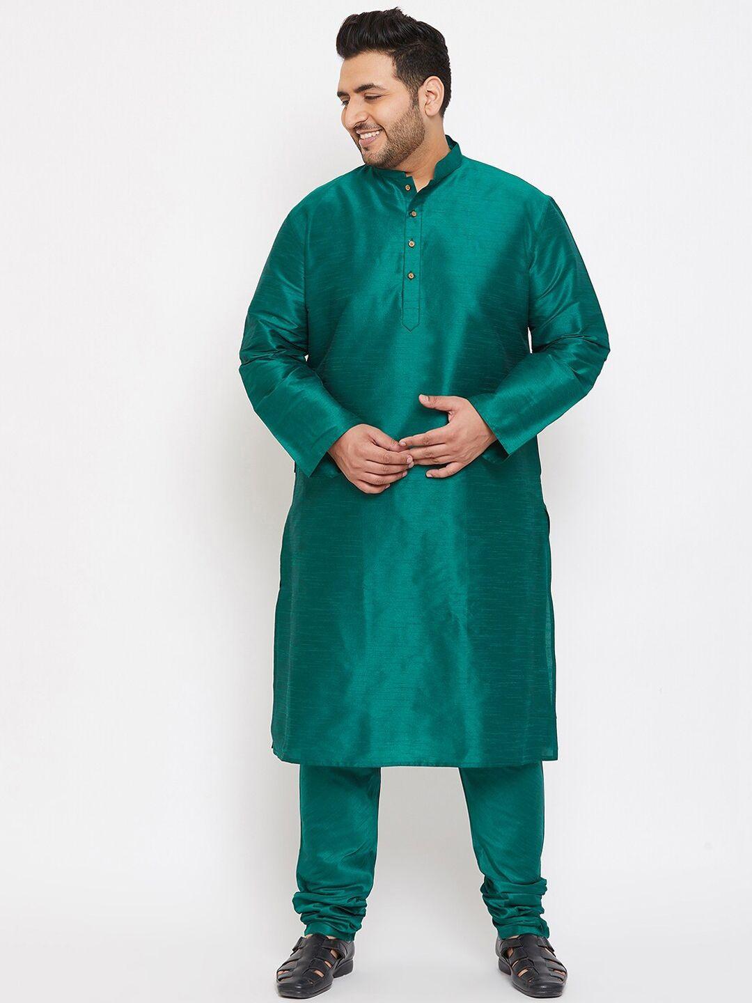 vastramay plus men green kurta with pyjamas