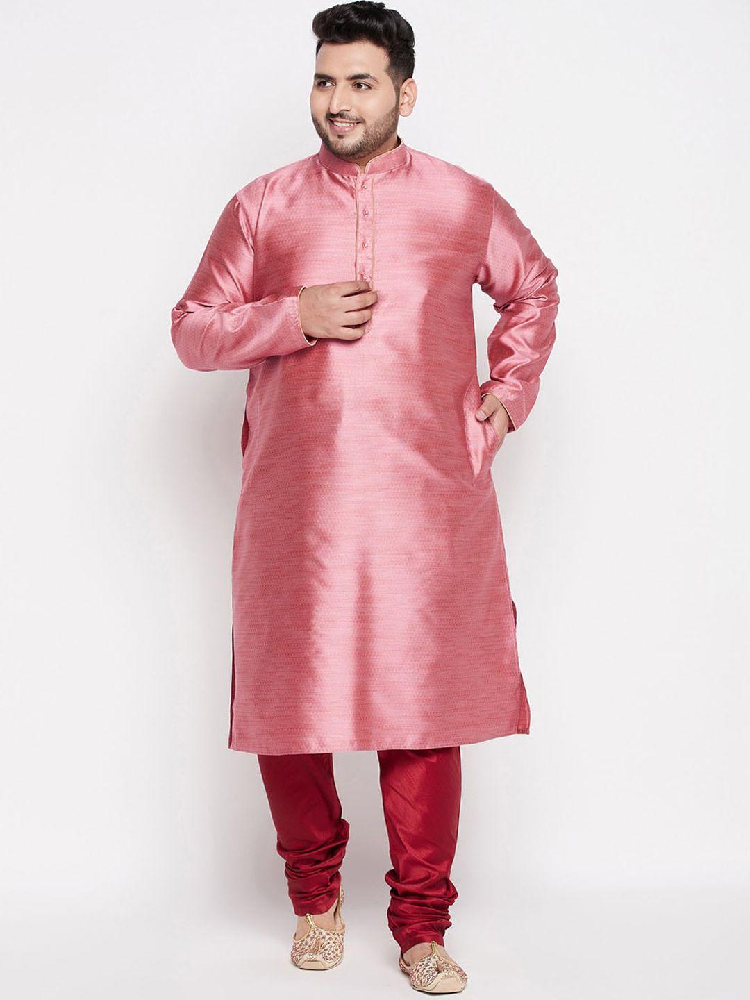 vastramay plus men plus size pink kurta with pyjamas
