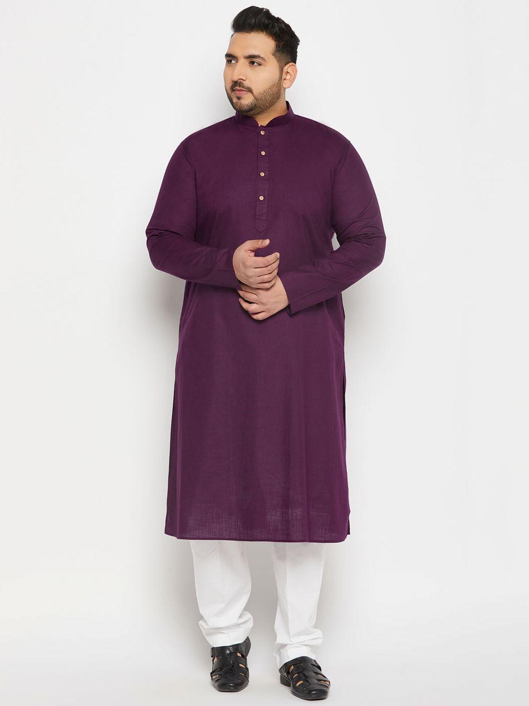 vastramay plus men purple regular kurta with pyjamas