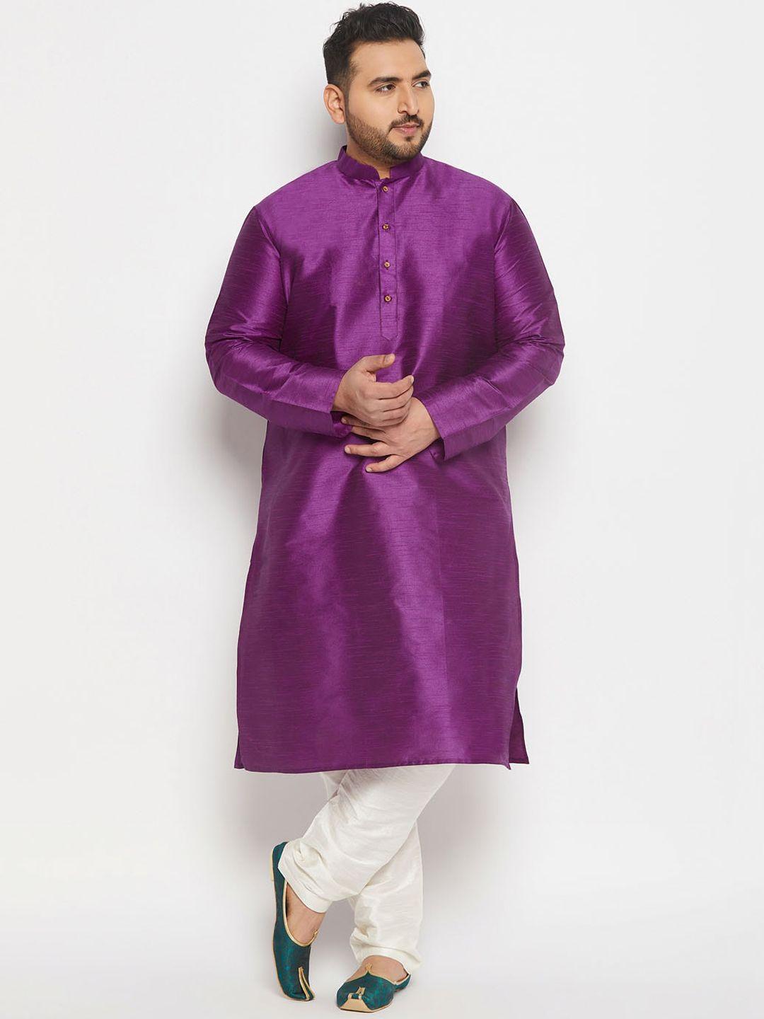 vastramay plus men purple regular kurta with pyjamas