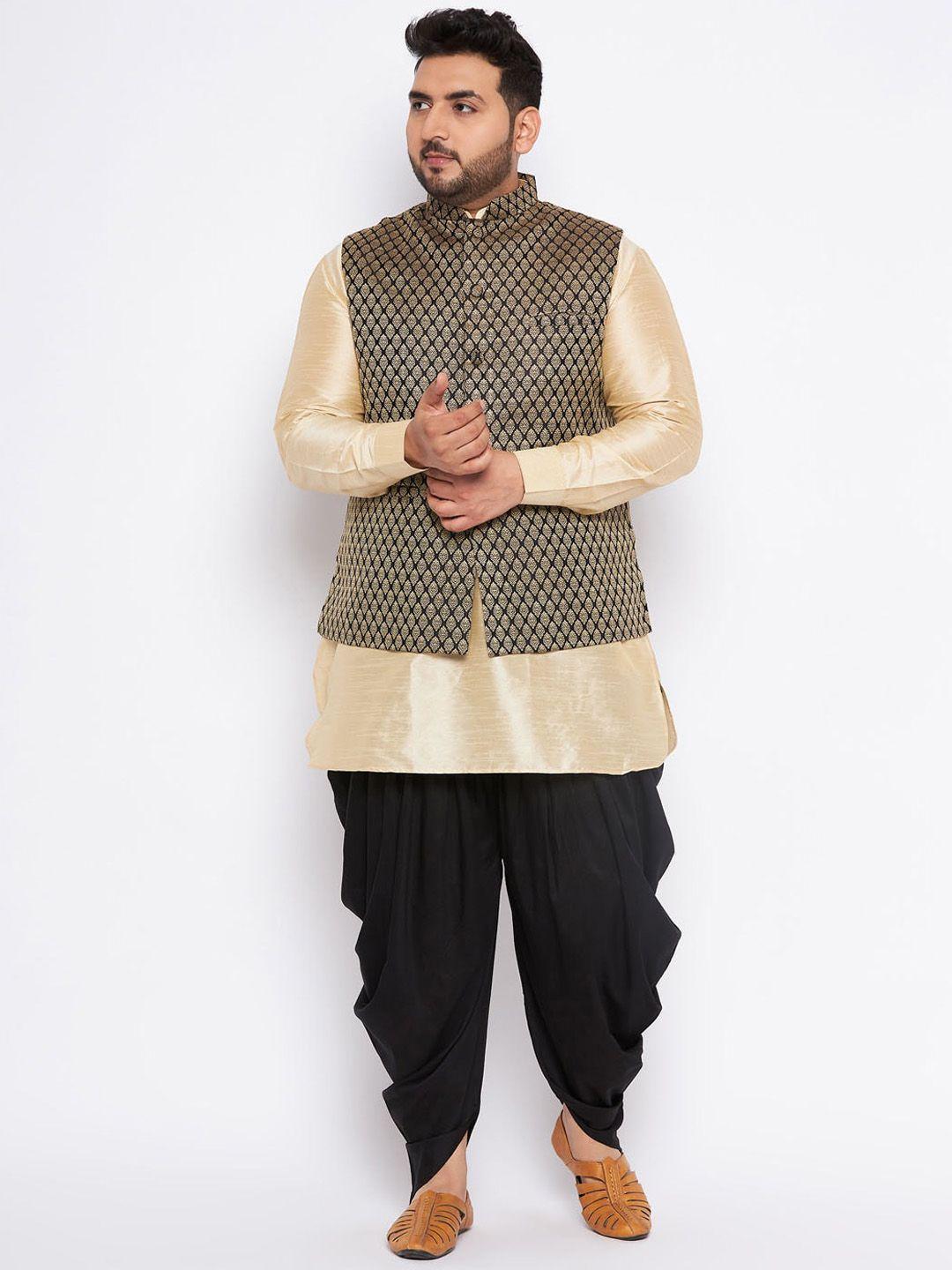 vastramay plus plus size mandarin collar kurta and  dhoti pants with nehru jacket