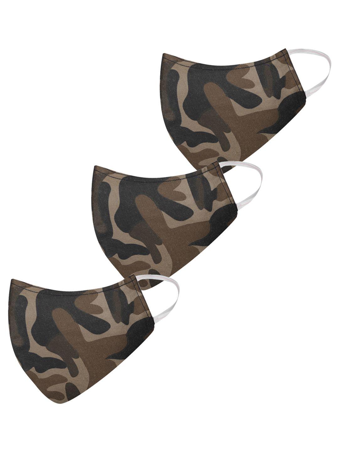 vastramay unisex set of 3 camouflage print reusable 3-ply protective outdoor face masks