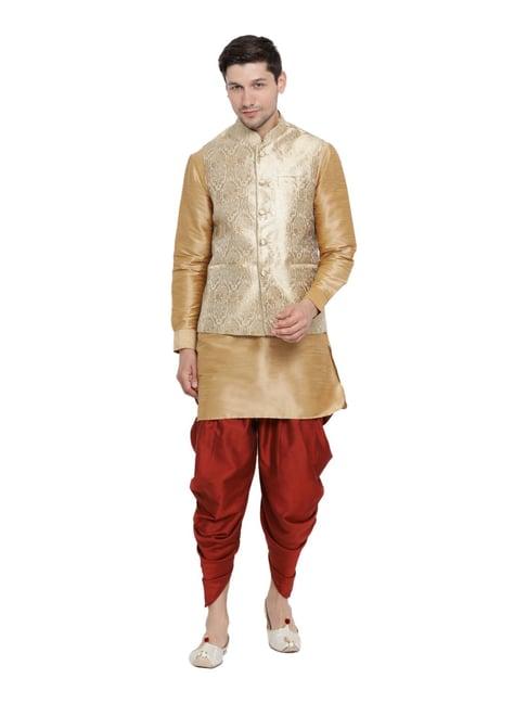 vastramay beige & maroon straight fit kurta patiala with jacket