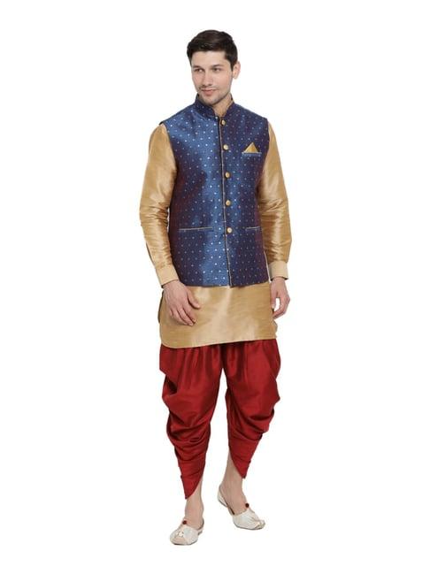 vastramay beige & maroon straight fit kurta patiala with jacket