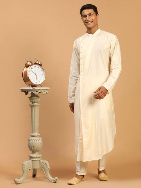 vastramay beige regular fit kurta bottom set