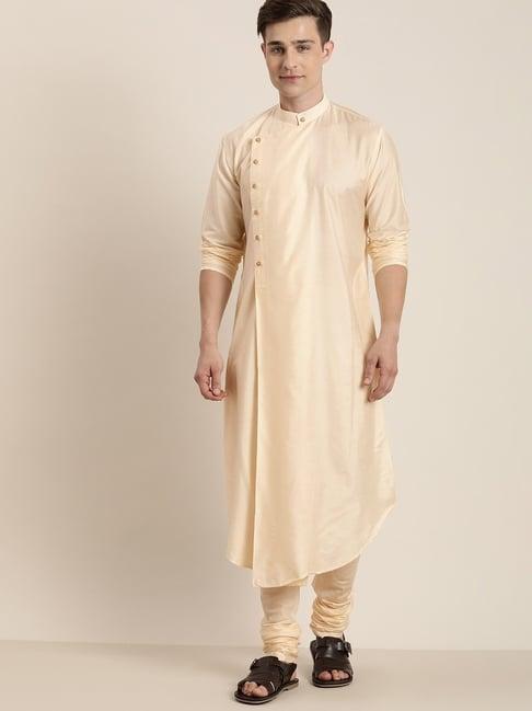 vastramay beige regular fit kurta bottom set