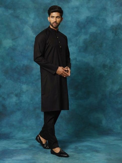 vastramay black regular fit kurta bottom set