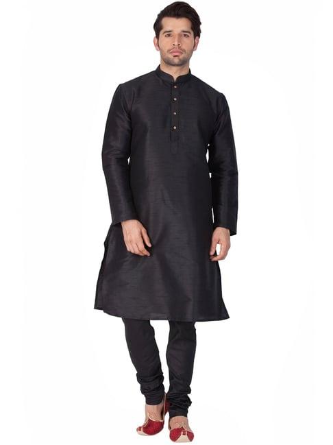 vastramay black regular fit kurta bottom set