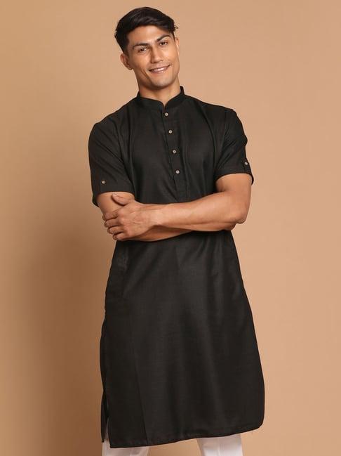 vastramay black regular fit kurta