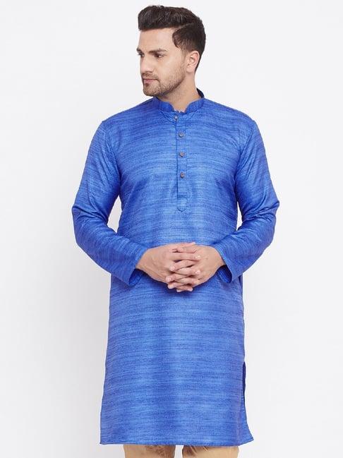 vastramay blue regular fit self pattern kurta