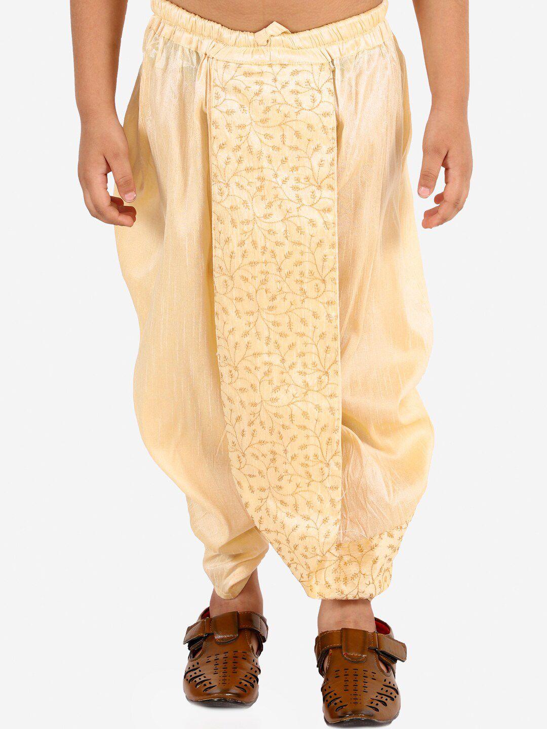 vastramay boys beige embroidered ready-to-wear dhoti