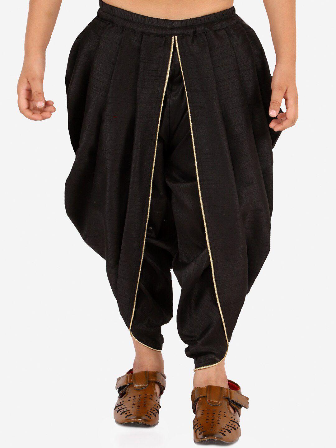 vastramay boys black silk blend dhoti pants