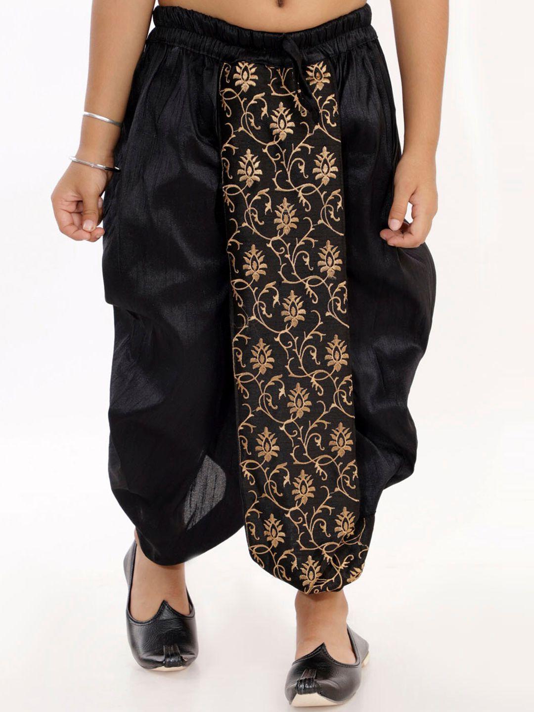 vastramay boys black traditional embroidered dhoti pants