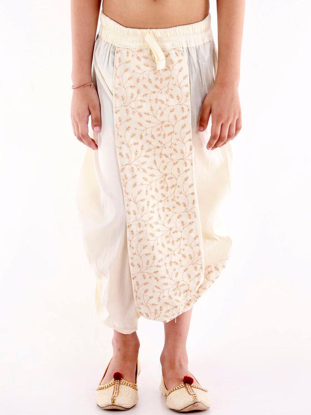 vastramay boys cream traditional embroidered dhoti