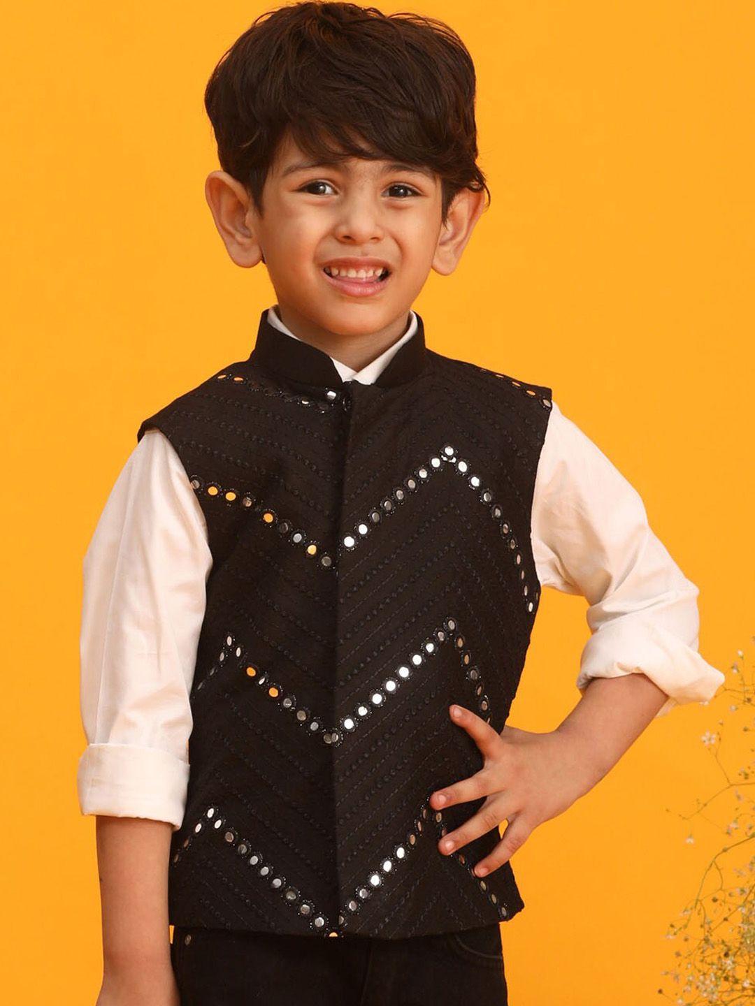 vastramay boys embellished slim fit nehru jackets