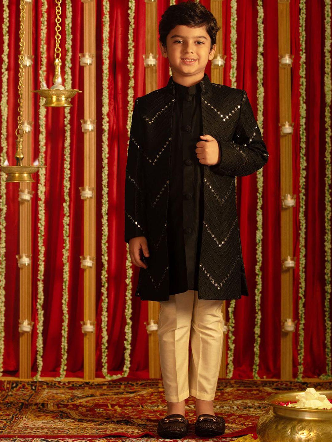 vastramay boys mirror work sherwani over kurta pyjama