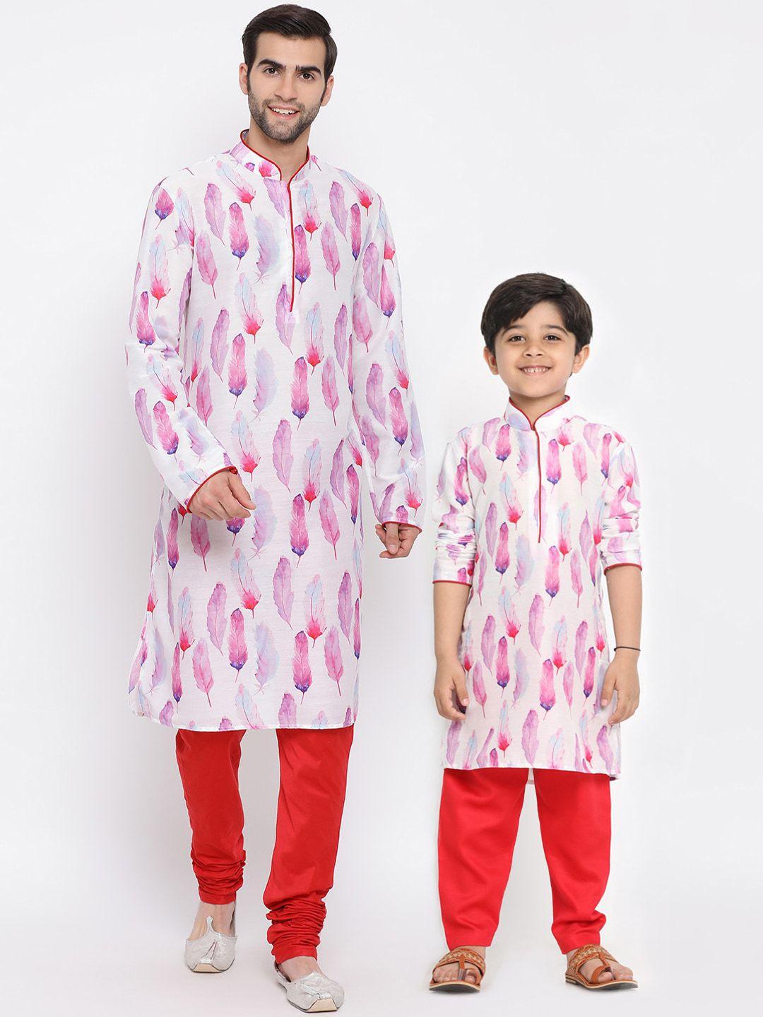 vastramay boys multicoloured floral printed kurta with pyjama