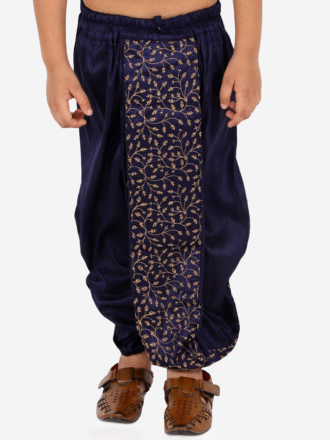 vastramay boys navy blue embroidered ready-to-wear dhoti