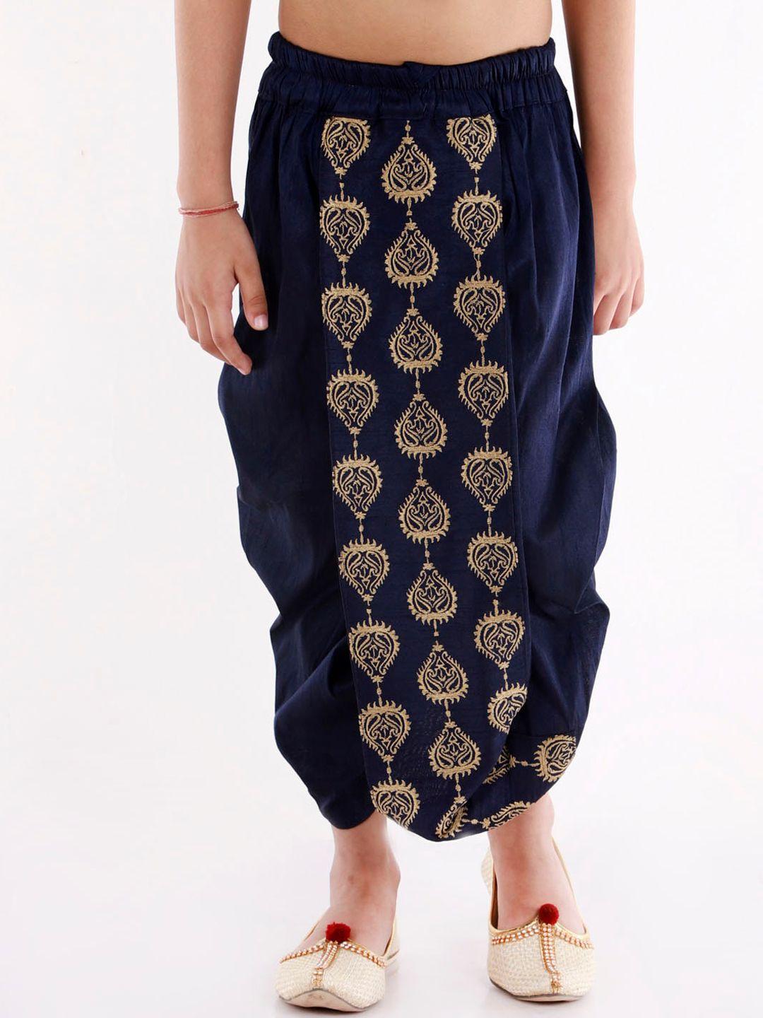 vastramay boys navy blue traditional embroidered dhoti