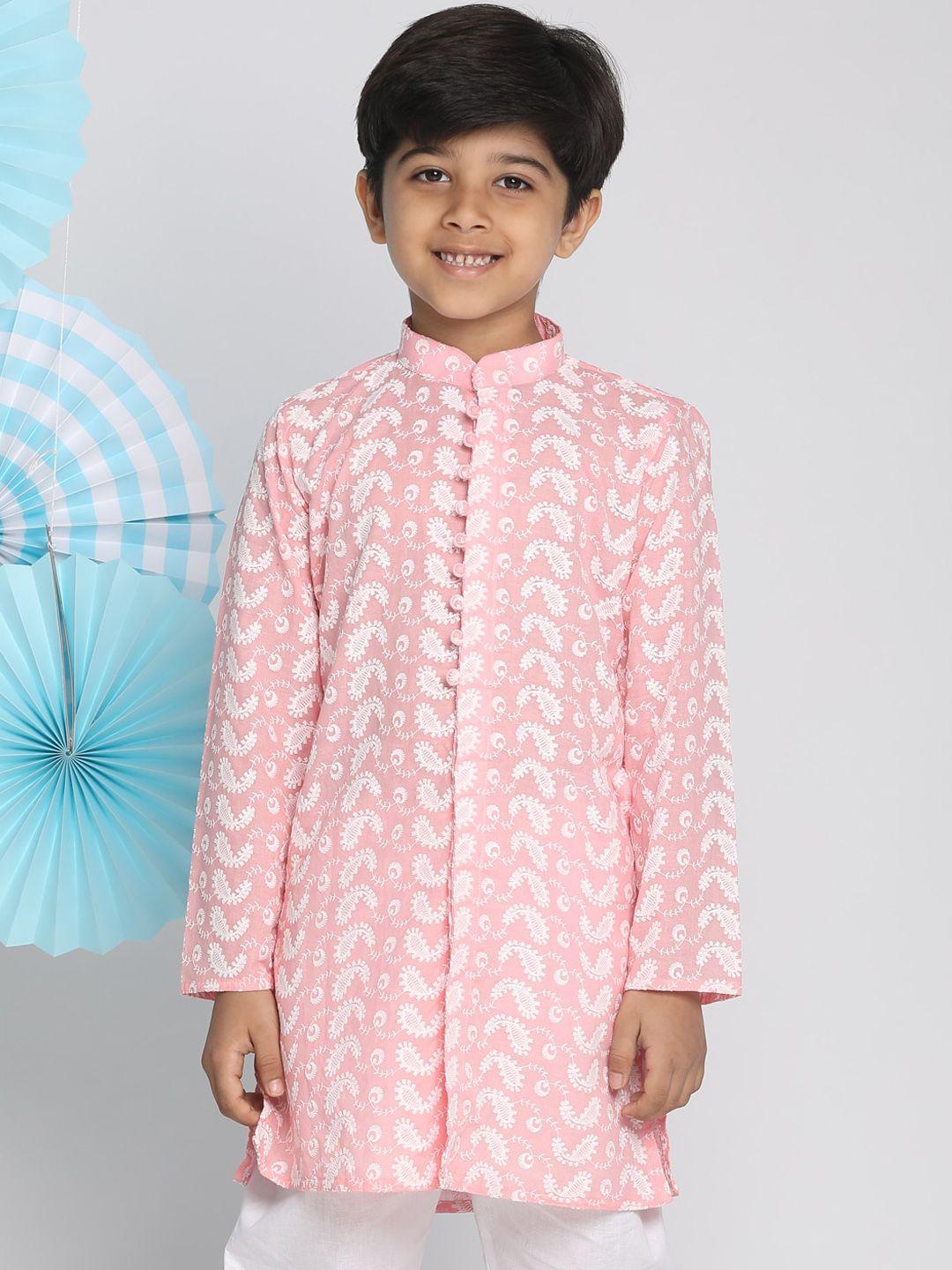 vastramay boys pink printed kurta