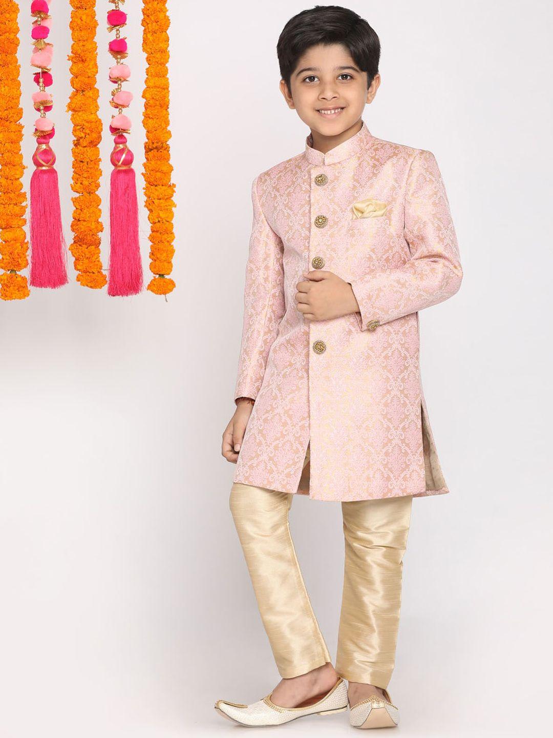 vastramay boys woven-design sherwani set