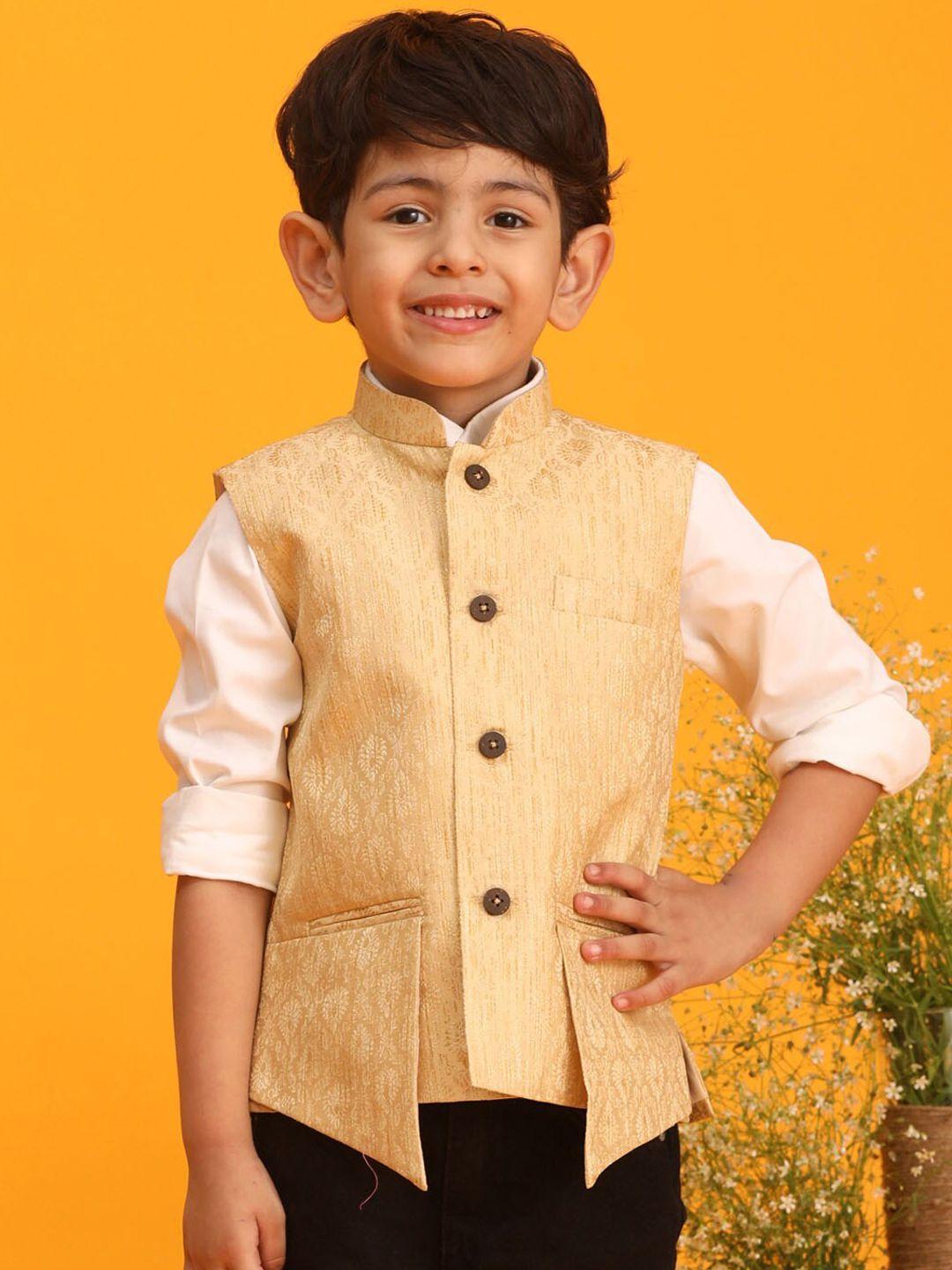 vastramay boys woven design slim fit nehru jackets