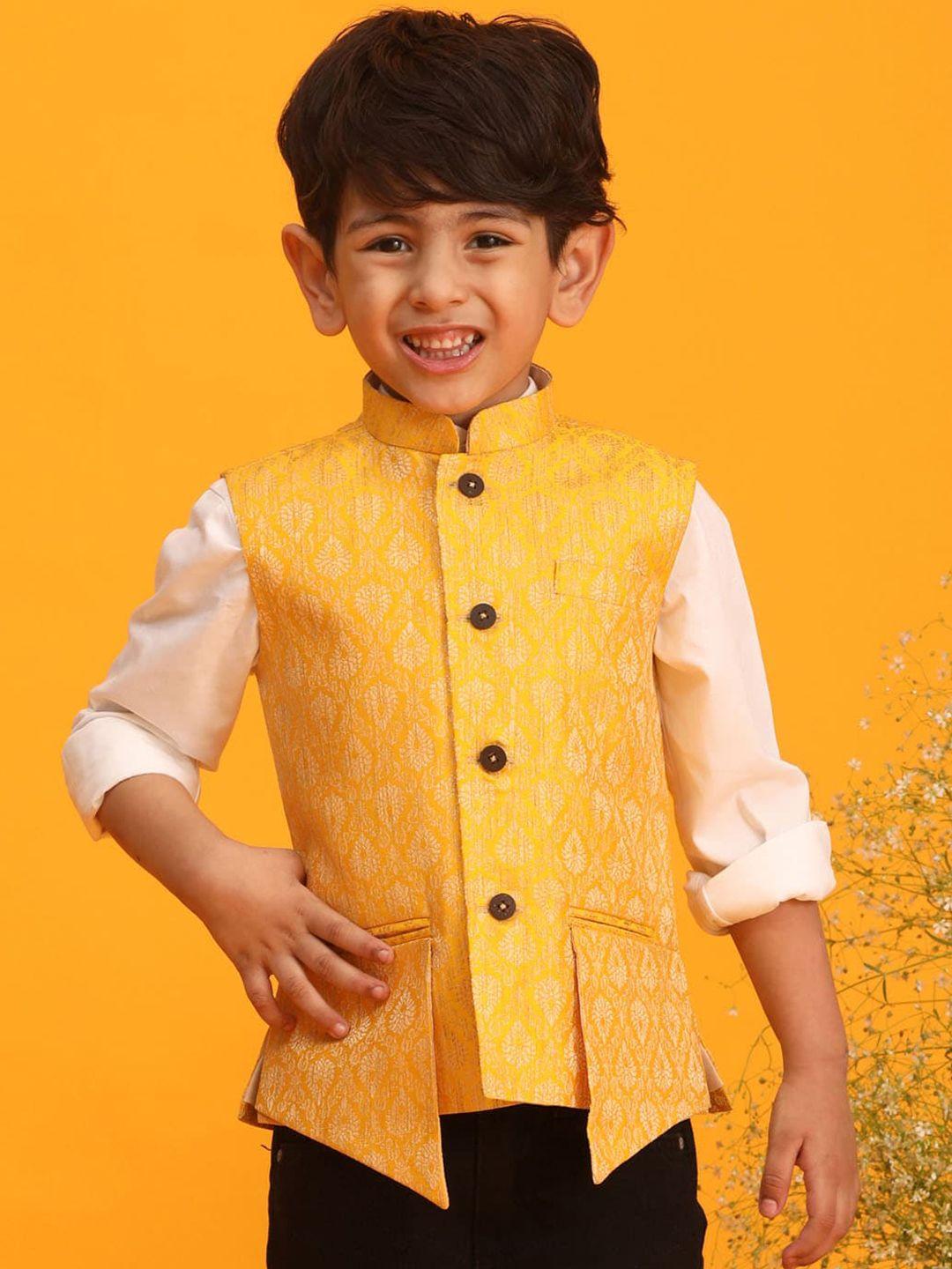 vastramay boys woven design slim fit nehru jackets