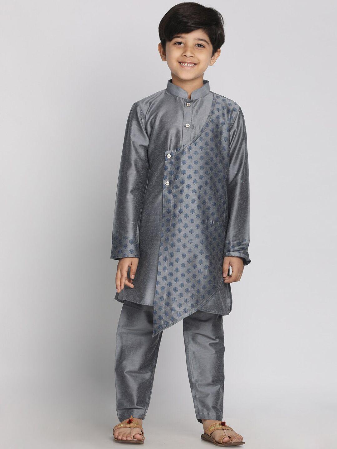 vastramay boysethnic motifs printed angrakha kurta with pyjamas