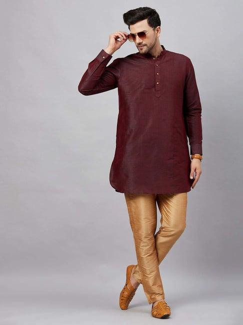 vastramay brown & beige regular fit kurta bottom set