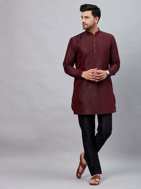 vastramay brown & black regular fit kurta bottom set