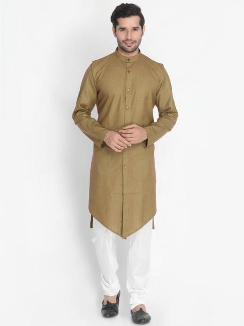 vastramay brown comfort fit kurta set