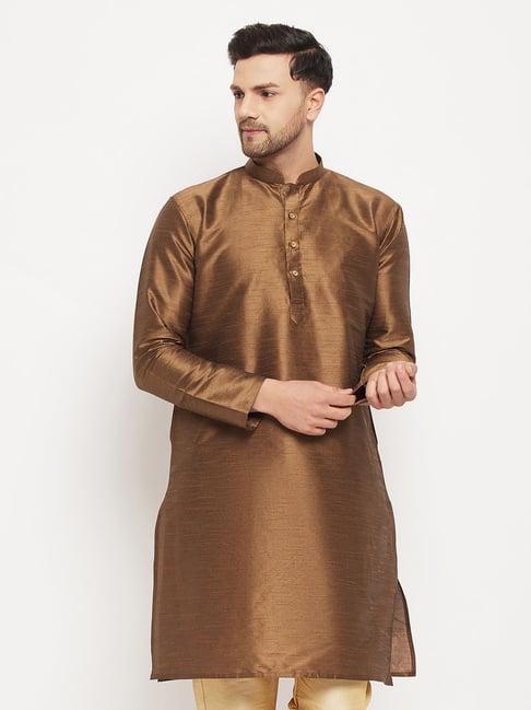 vastramay brown regular fit kurta