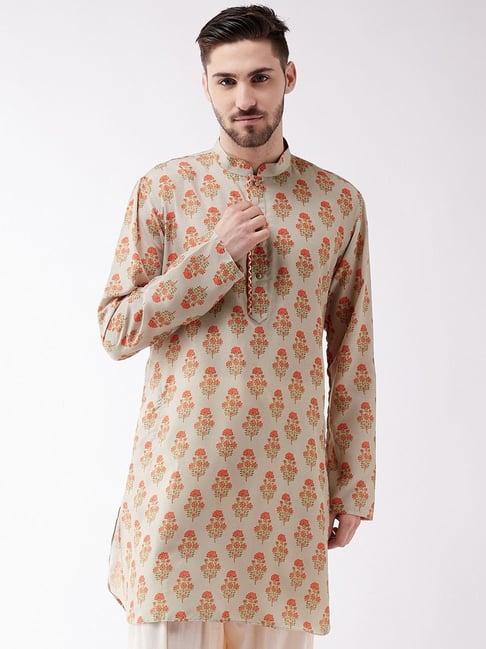 vastramay cream relaxed fit printed kurtas